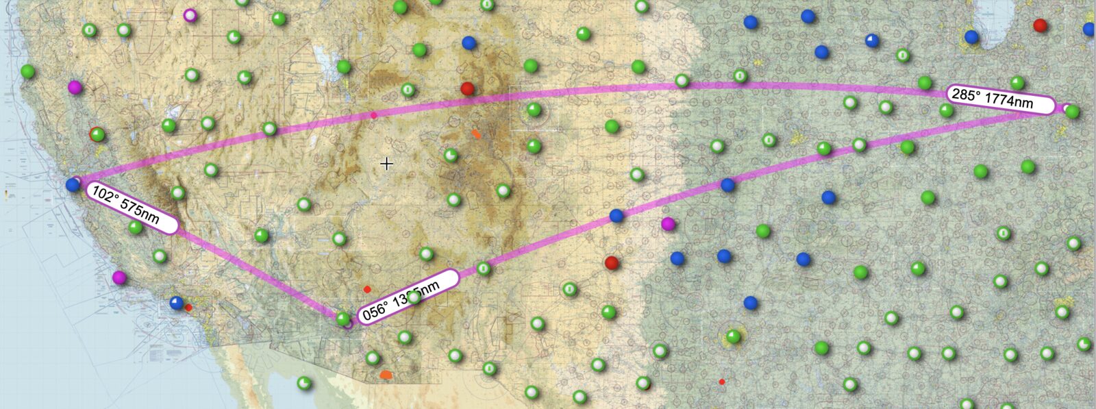 Route map: Oakland to Phoenix, Phoenix to Dayton, Dayton to Oakland